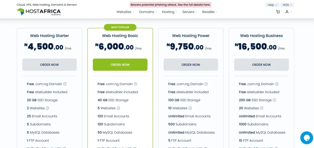 HOSTAFRICA cheapeast web hosting in nigeria