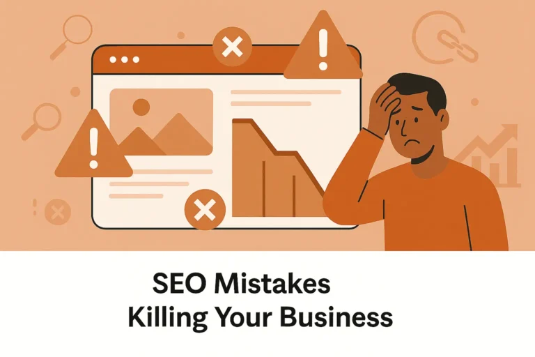 Illustration of 5 seo mistakes that are killing your business seo