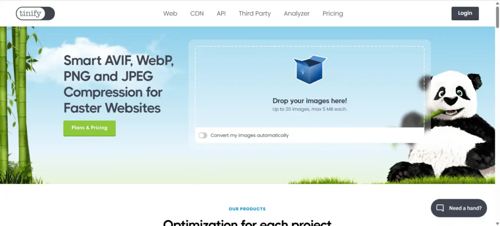 tinypng homepage for tecnical seo
